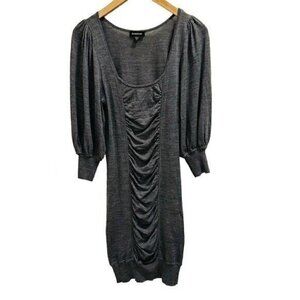 Bebe Gray scrunched Puff sleeves Sweater Dress Size Medium